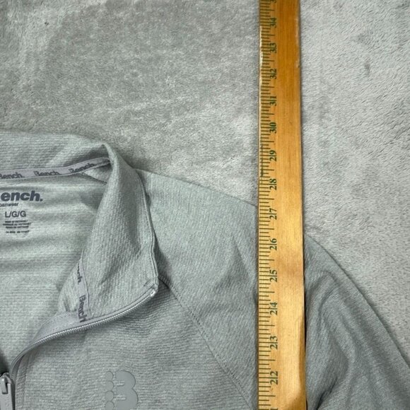 Bench Full-Zip Gray Lightweight Jacket L Urbanwear Textured Logo a0317 - Picture 4 of 9